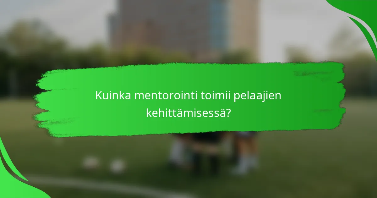 Kuinka mentorointi toimii pelaajien kehittämisessä?