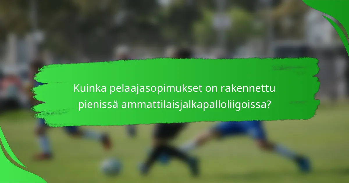 Kuinka pelaajasopimukset on rakennettu pienissä ammattilaisjalkapalloliigoissa?