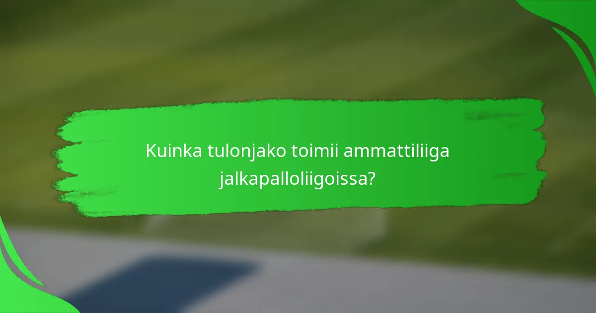 Kuinka tulonjako toimii ammattiliiga jalkapalloliigoissa?