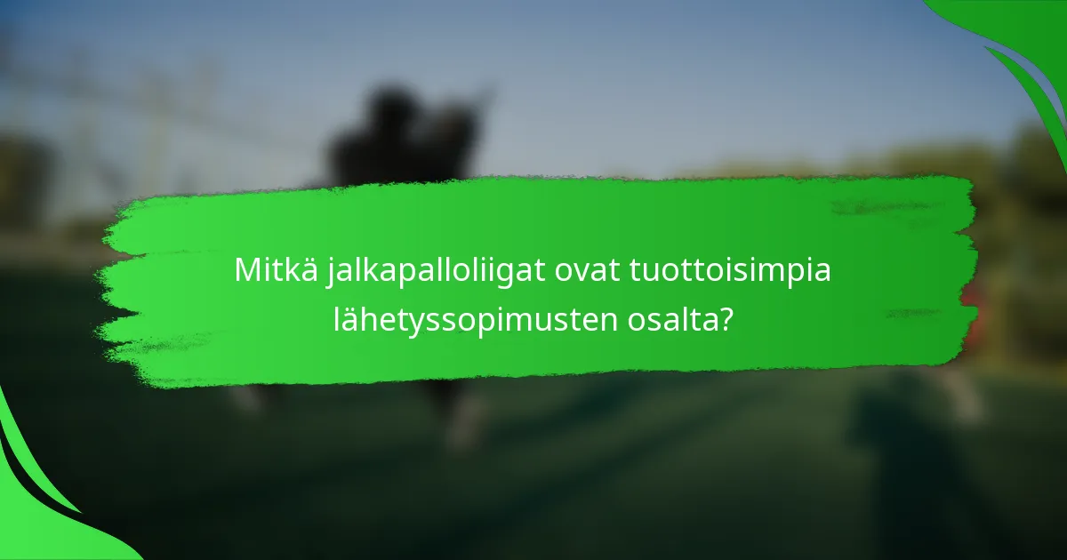 Mitkä jalkapalloliigat ovat tuottoisimpia lähetyssopimusten osalta?