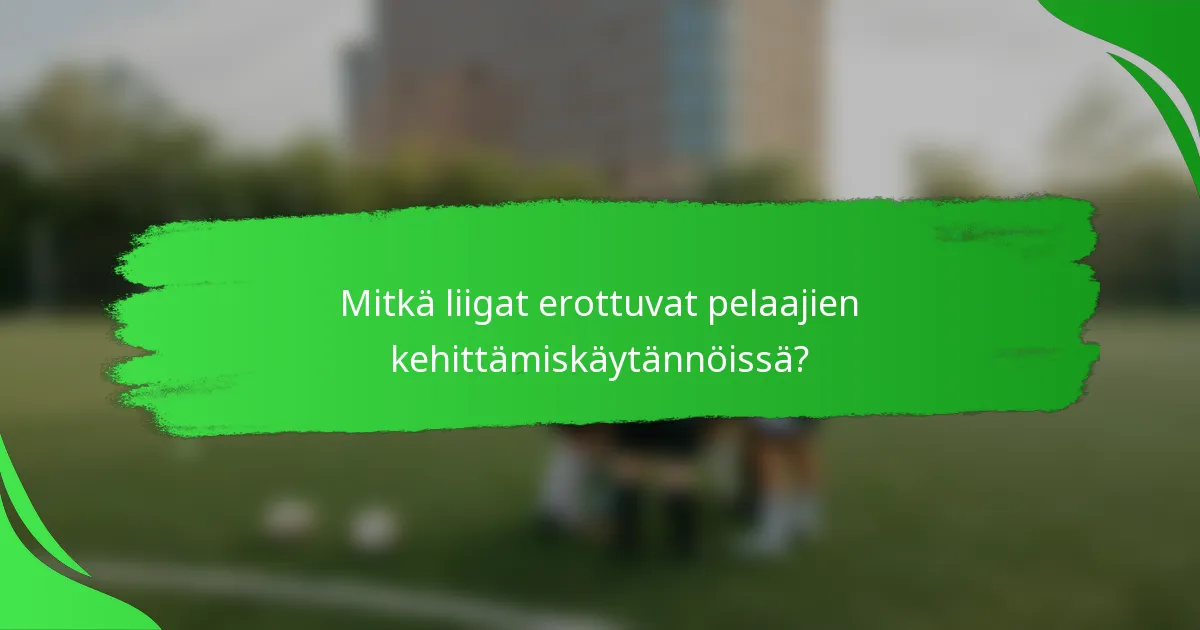 Mitkä liigat erottuvat pelaajien kehittämiskäytännöissä?