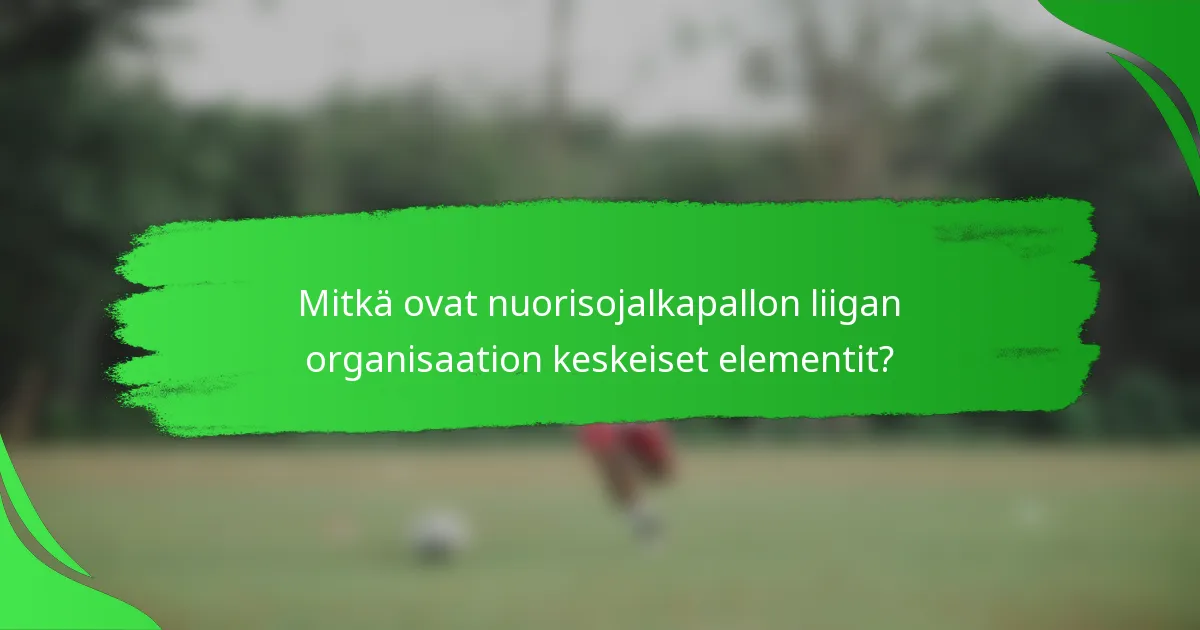 Mitkä ovat nuorisojalkapallon liigan organisaation keskeiset elementit?
