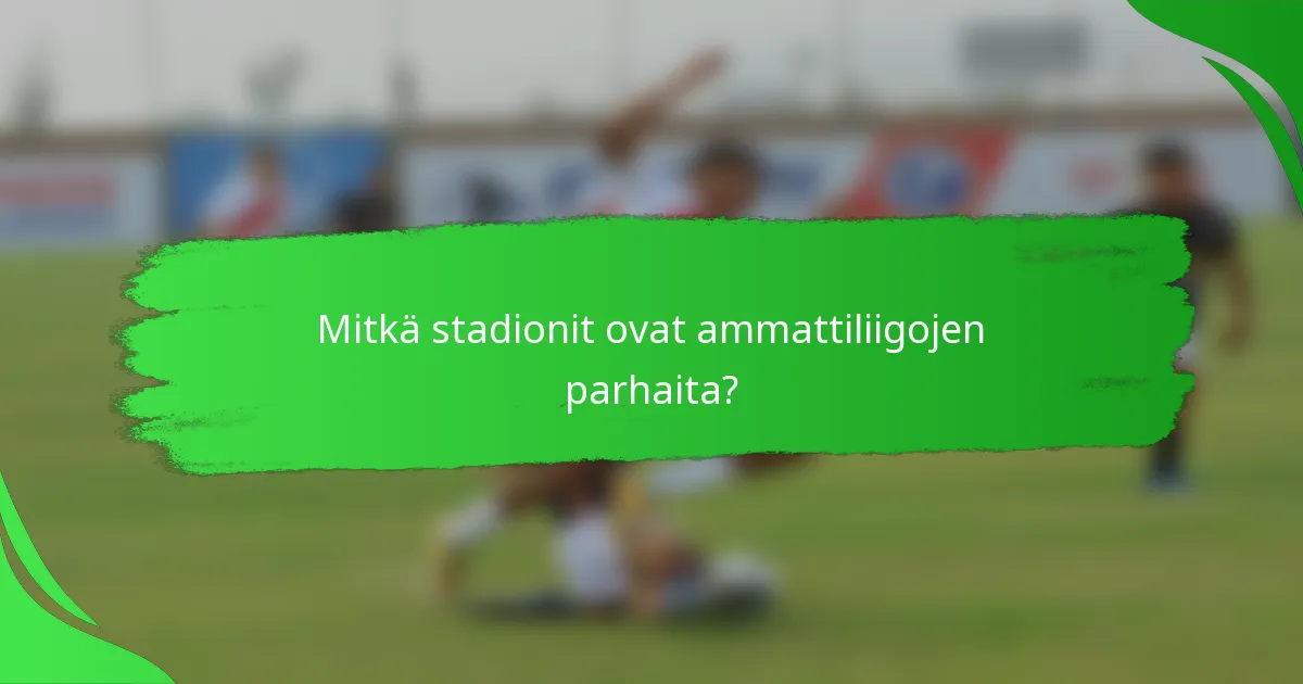 Mitkä stadionit ovat ammattiliigojen parhaita?